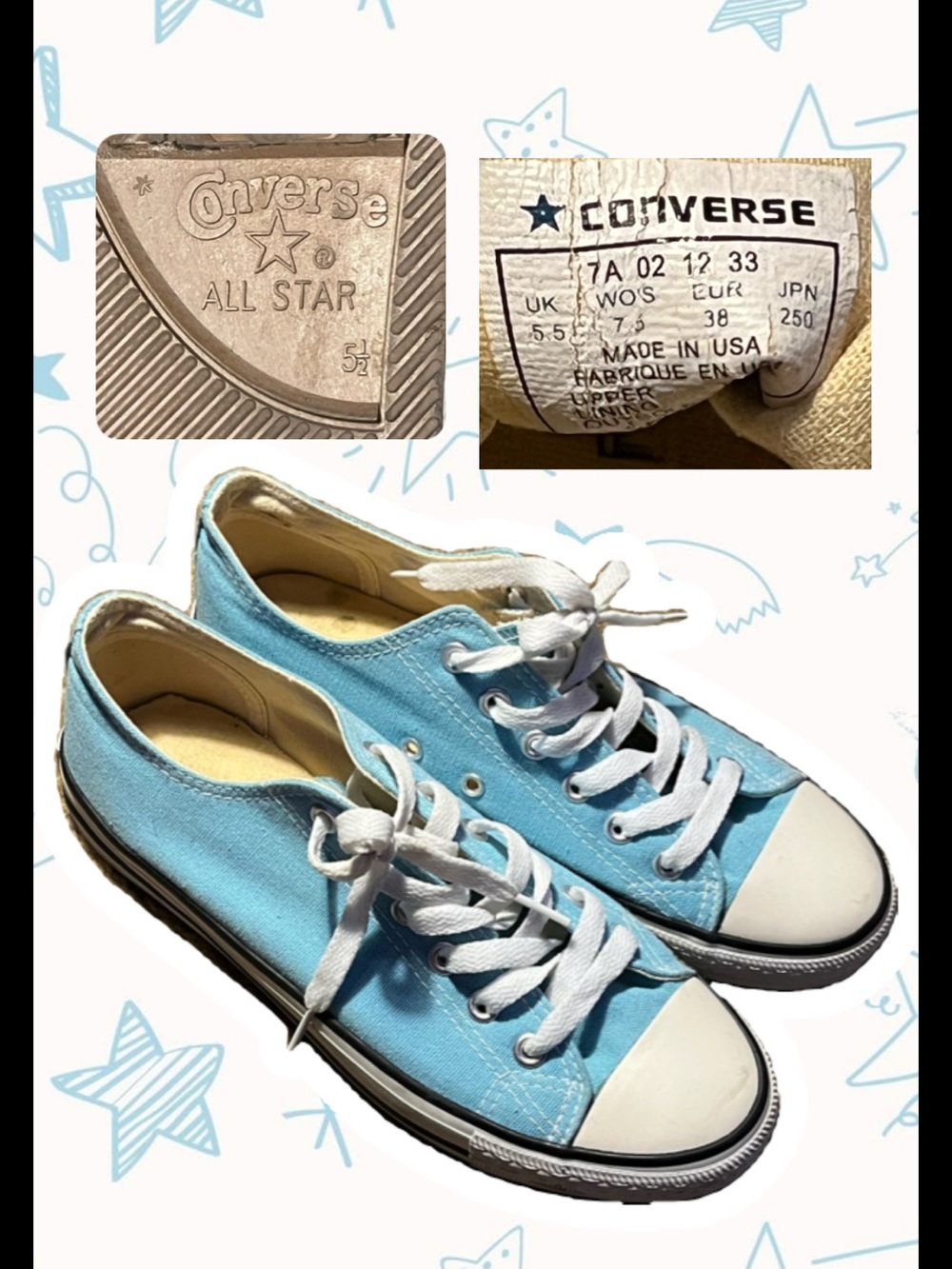 Converse Low Top Sneakers - Light Blue with White